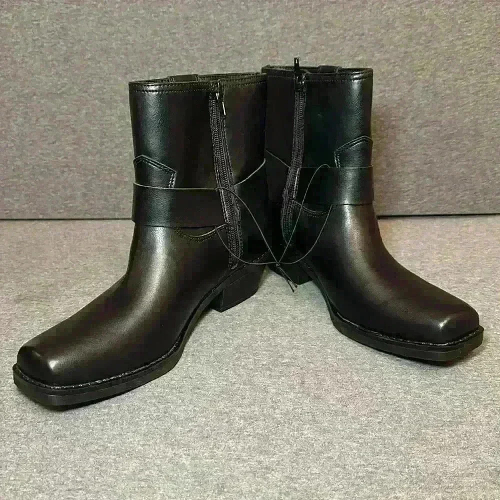 Indigo Rd. Western Silver Harness Black Boot Side Zip Heeled Platform Sz 8.5 - Picture 8 of 13